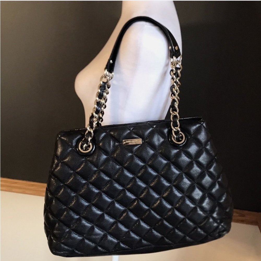 Kate Spade Black Shimmer Quilted Maryanne Shoulder Bag